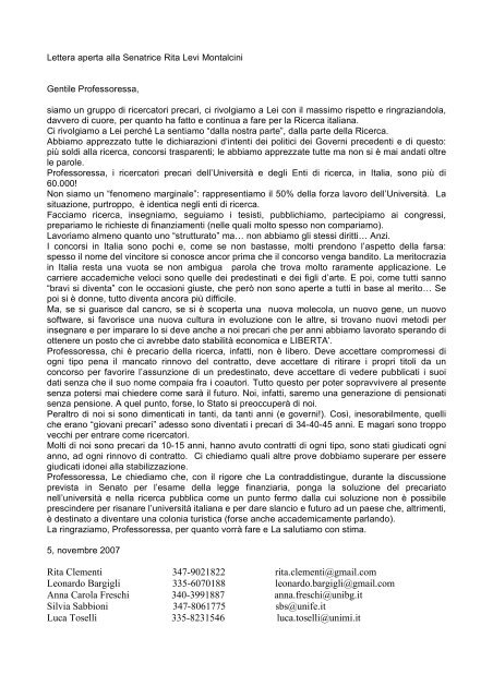 Lettera aperta - Ateneo Palermitano