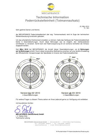 Technische Information Federrückstelleinheit - Mecafrance ...