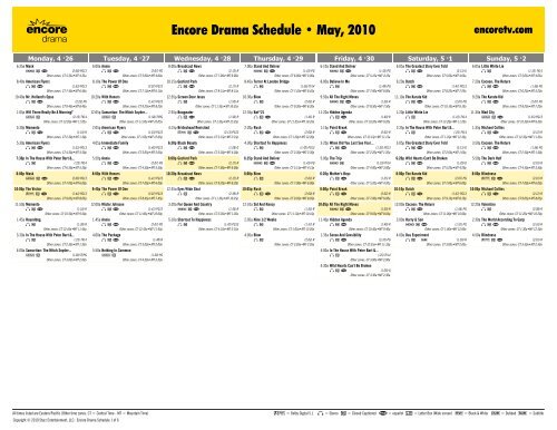 Encore Drama Schedule - May, 2010 - Starz