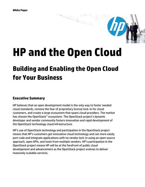 HP and the Open Cloud - HP Cloud