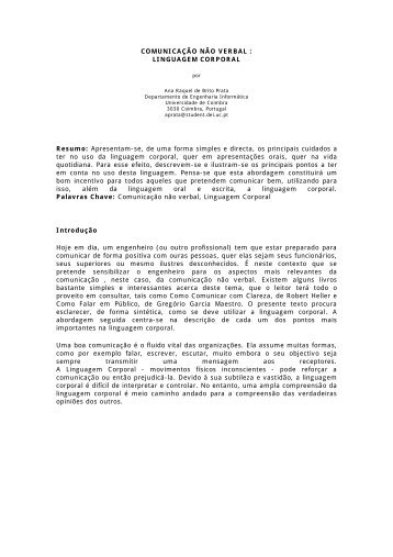 Linguagem Corporal - Universidade de Coimbra