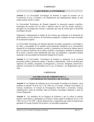 Estatuto Universitario - Universidad TecnolÃ³gica de PanamÃ¡