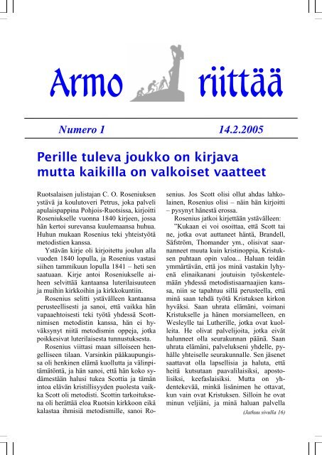 Armo riittÃ¤Ã¤ 2005-1 (C5) - Suomen Evankeliumikoulu