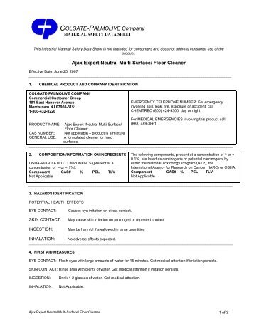 MSDS - Colgate-Palmolive