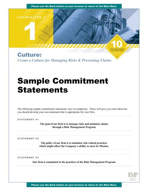 Sample Commitment Statements sample-commitment-statements