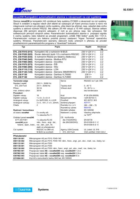 SAUTER katalog - ÅÃ­dÃ­cÃ­ technika /cz - Marcomplet