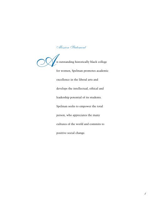 1 Mission Statement - Spelman College: Home