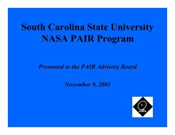 South Carolina State University NASA PAIR Program - Cnrt.scsu.edu