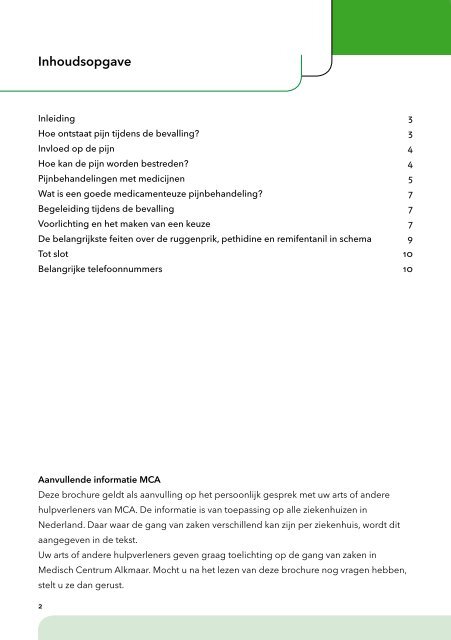 Pijnbestrijding tijdens de bevalling - Mca