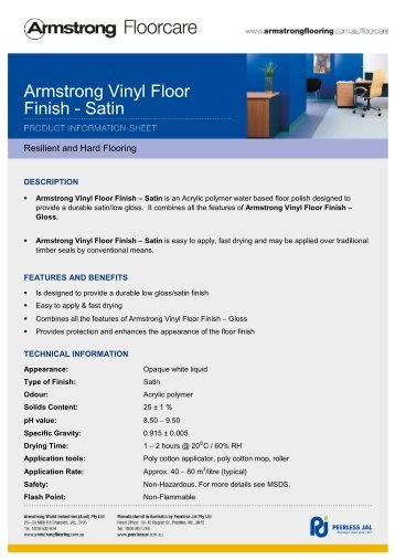 Armstrong Vinyl Floor Finish - Satin - Armstrong-aust.com