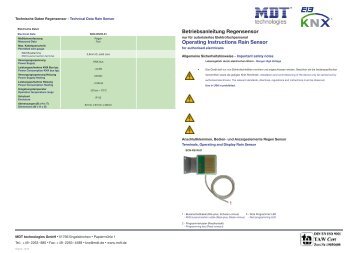 Montage- und Bedienungsanleitung MDT Regensensor