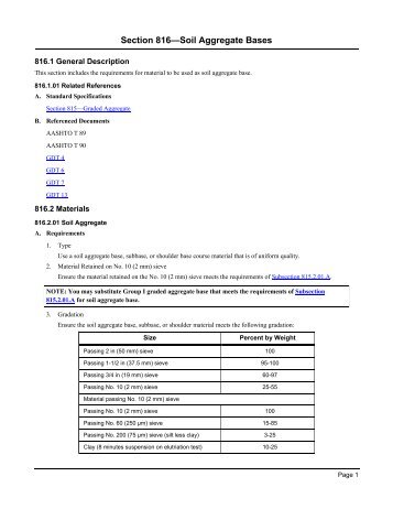 Section 816 Soil Aggregate Bases