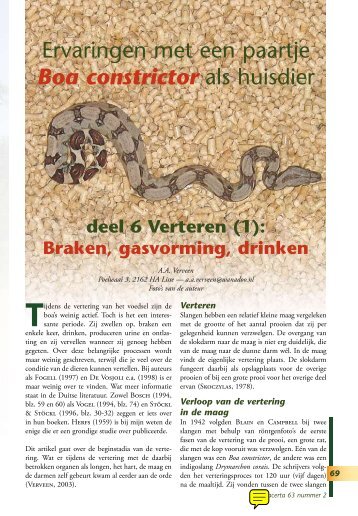 ...Boa constrictor 6 Digestion (1): regurgitation, gas ... - verveen.eu