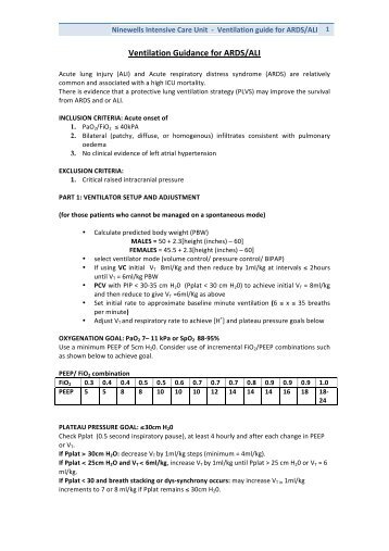 Ventilation in ARDS - Tayside School of Anaesthesia