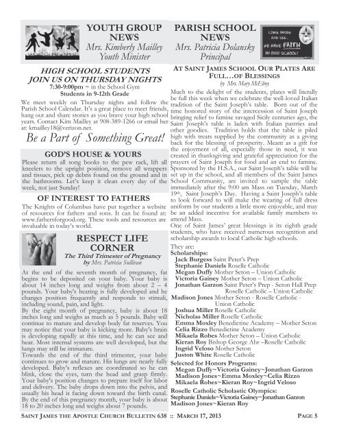 Bulletin 638 Saint James The Apostle Church Springfield NJ March ...