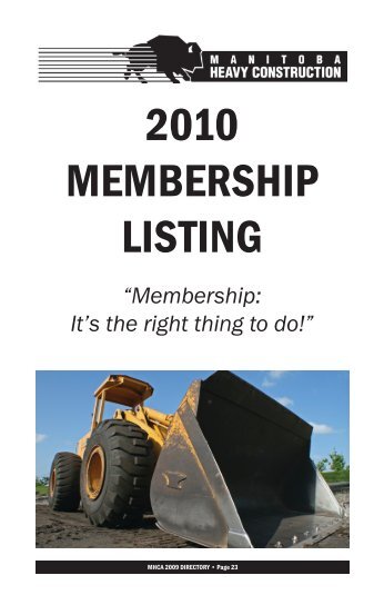 2010 membership listing - Manitoba Heavy Construction Association