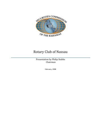 Rotary Club of Nassau - Securities Commission of the Bahamas