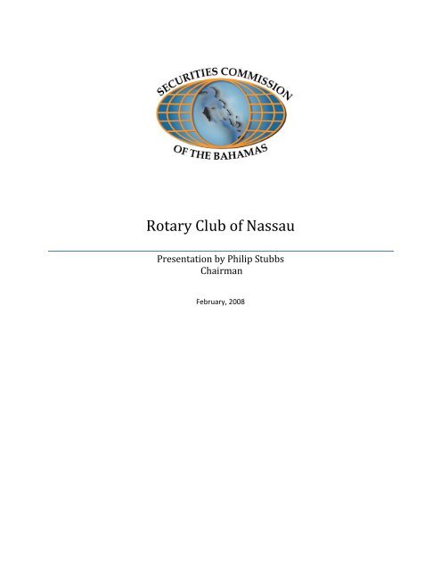 Rotary Club of Nassau - Securities Commission of the Bahamas