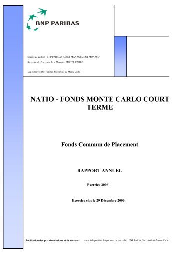 NATIO - FONDS MONTE CARLO COURT TERME