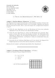 5. ¨Ubung zur Bioinformatik I, WS 2011/12 - Universität des ...