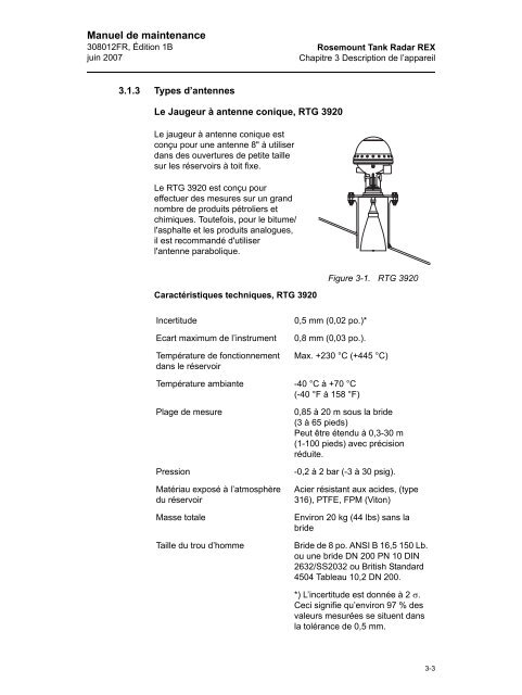 Manuel de maintenance - Rosemount Tank Radar