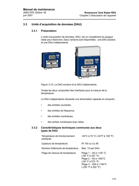 Manuel de maintenance - Rosemount Tank Radar