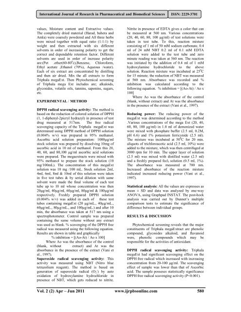 Antioxidant activity of Triphala Megaext - International Journal of ...