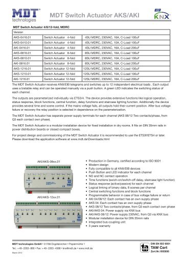 MDT Switch Actuator AKS/AKI