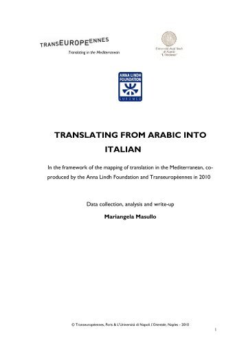 Read the Arabic-Italian study - Mariangela MASULLO