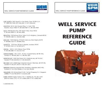 WELL SERVICE PUMP REFERENCE GUIDE - Weir Oil & Gas Division