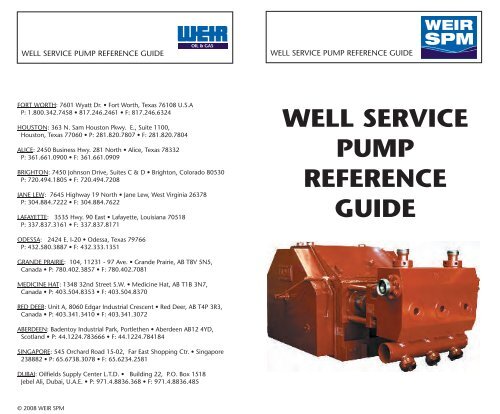 WELL SERVICE PUMP REFERENCE GUIDE - Weir Oil & Gas Division