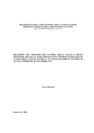 Relazione al Parlamento 2008 - Ministero della Salute