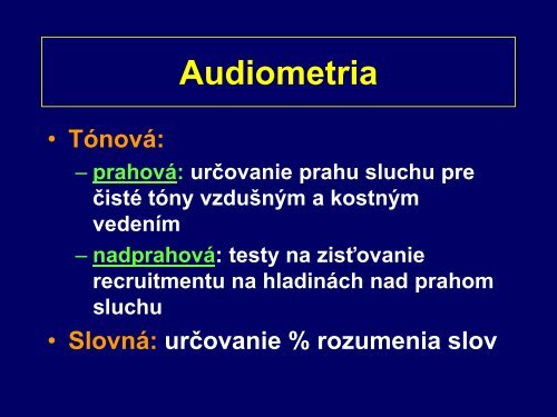 PORUCHY SLUCHU diagnostika