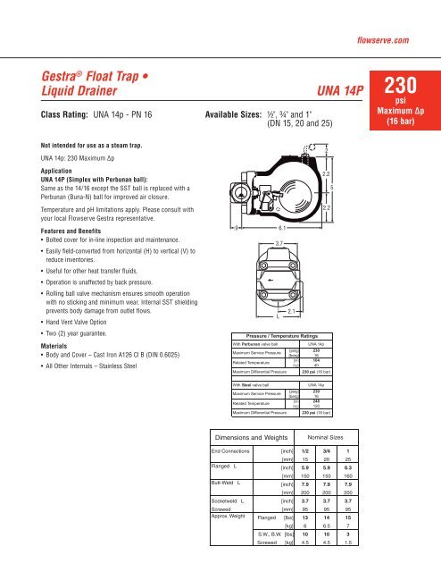 GestraÂ® Float Trap â¢ Liquid Drainer UNA 14P