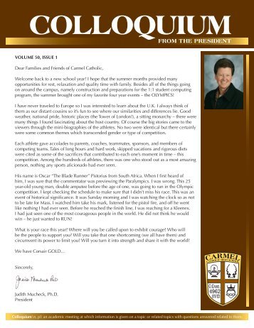 Volume 50, Issue 1 - Carmel Catholic High School