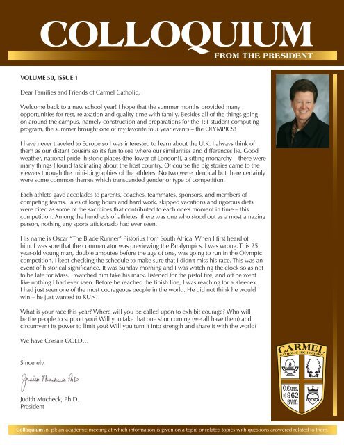 Volume 50, Issue 1 - Carmel Catholic High School