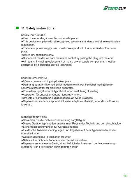 EMS-2 Operating Instructions - CONTA-CLIP