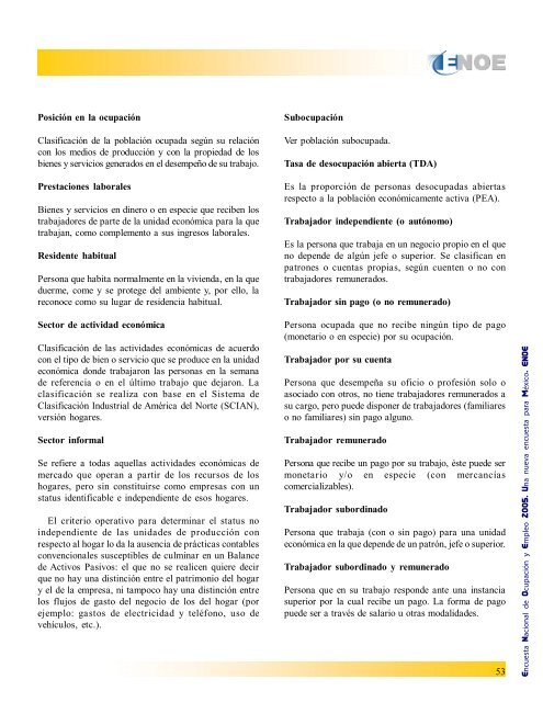 Encuesta Nacional de Ocupación y Empleo ENOE ... - Inegi