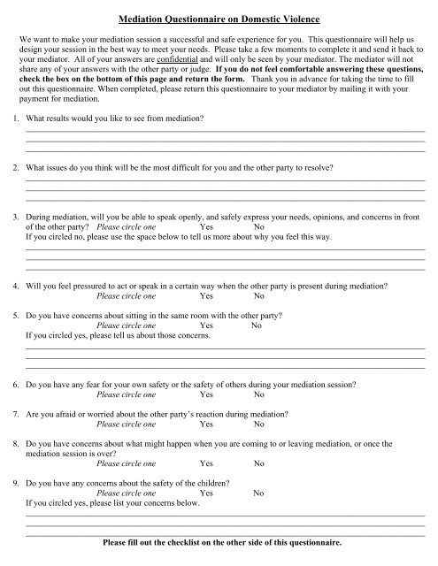 Mediation Questionnaire On Domestic Violence mediation-questionnaire-on-domestic-violence