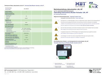 und Bedienungsanleitung MDT Jalousieaktoren Aufputzmontage