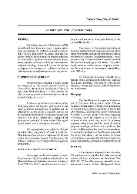 The Indian Journal of Tuberculosis - LRS Institute of Tuberculosis ...
