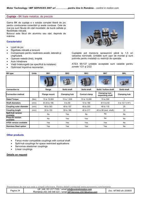 Euroservo - Components for Automation - Motor Technology Ltd