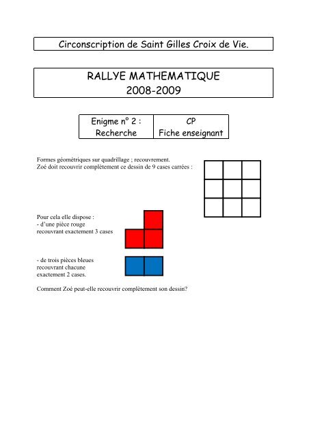 Rallye Math Enigme 2 Cp Recherche Circonscription De St