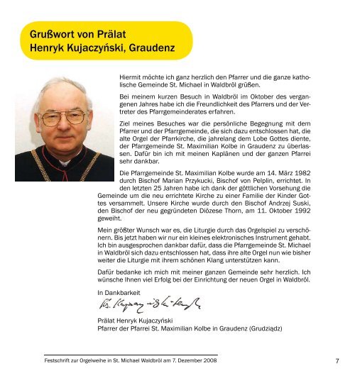 Orgel-Festschrift - Pfarrgemeinde St.Michael, WaldbrÃ¶l