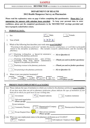 Sample of questionnaire completed by Pharmacists - Department of ...
