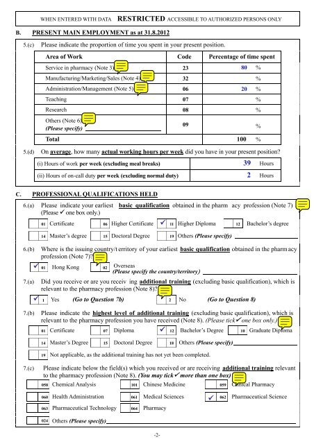 Sample of questionnaire completed by Pharmacists - Department of ...