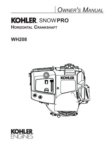 Owners Manual for Kohler Snow Pro WH208-0004 7 HP