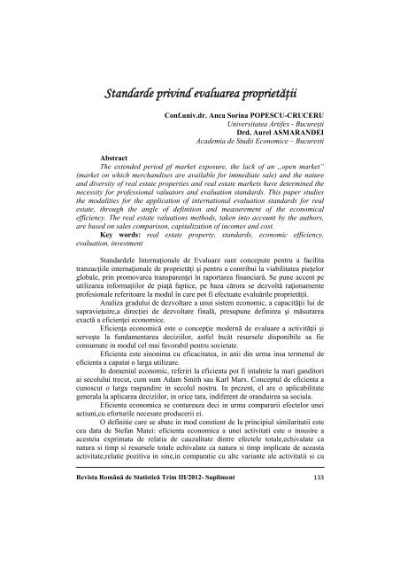 Standarde privind evaluarea proprietÄÅ£ii - Revista RomÃ¢nÄ de ...