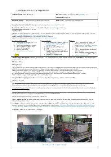 Degreasing Operations - Carrs of Sheffield Health and Safety ...