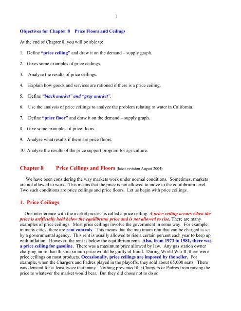 Government Intervention Maximum Price Price Ceiling Ib Notes